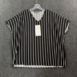 Claridge + King Blouse Women's Small Black Striped V Neck Dolman Limited Edition